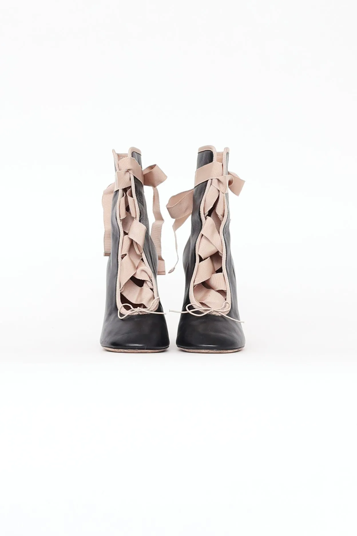 Black Lace Up Ballerina Boot