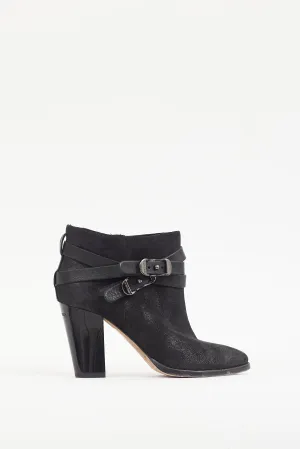 Black Sparkly Melba Wrapped Strap Ankle Boot