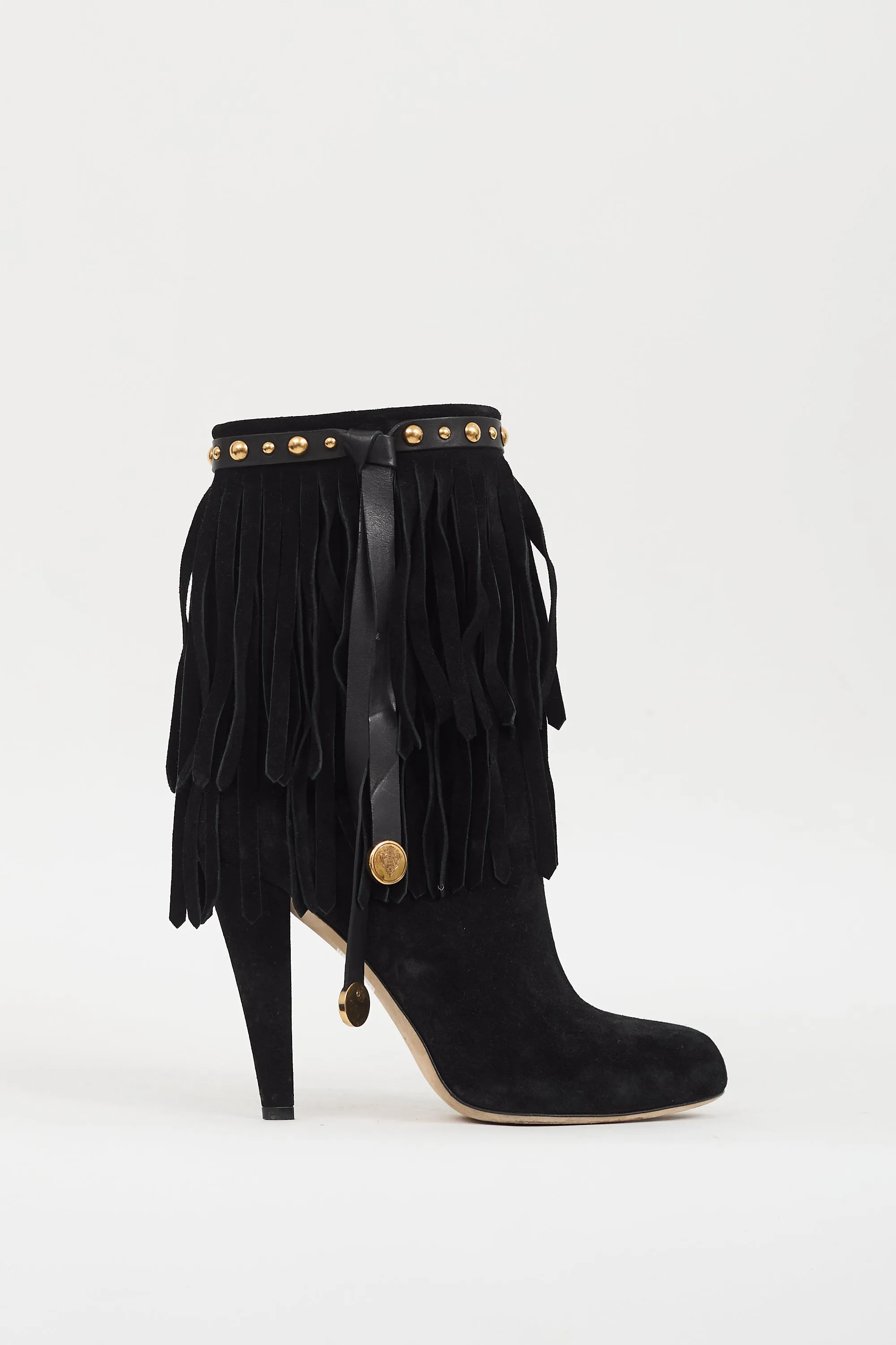 Black Suede Fringe Devendra Boot