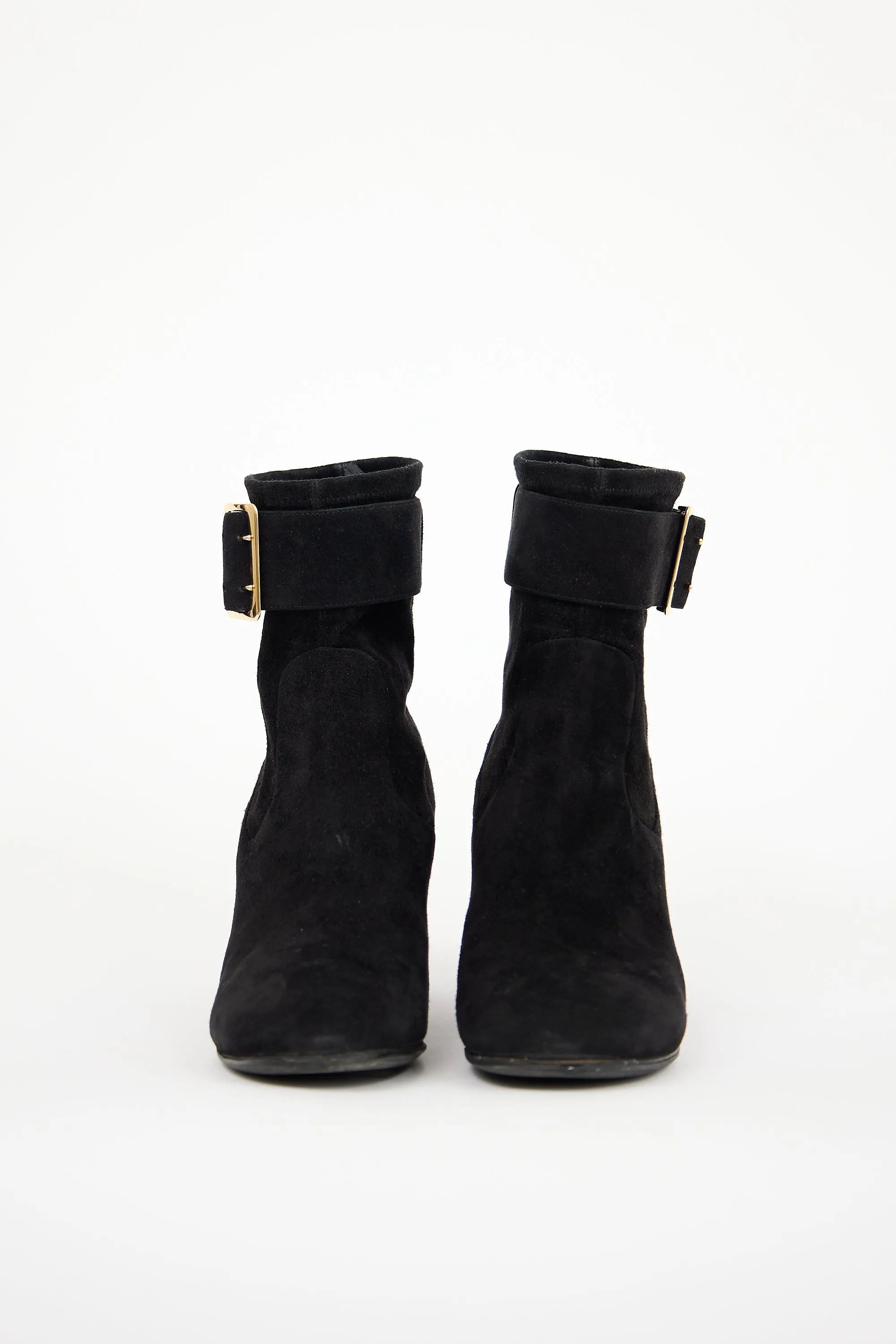 Black Suede Heeled Sock Boot
