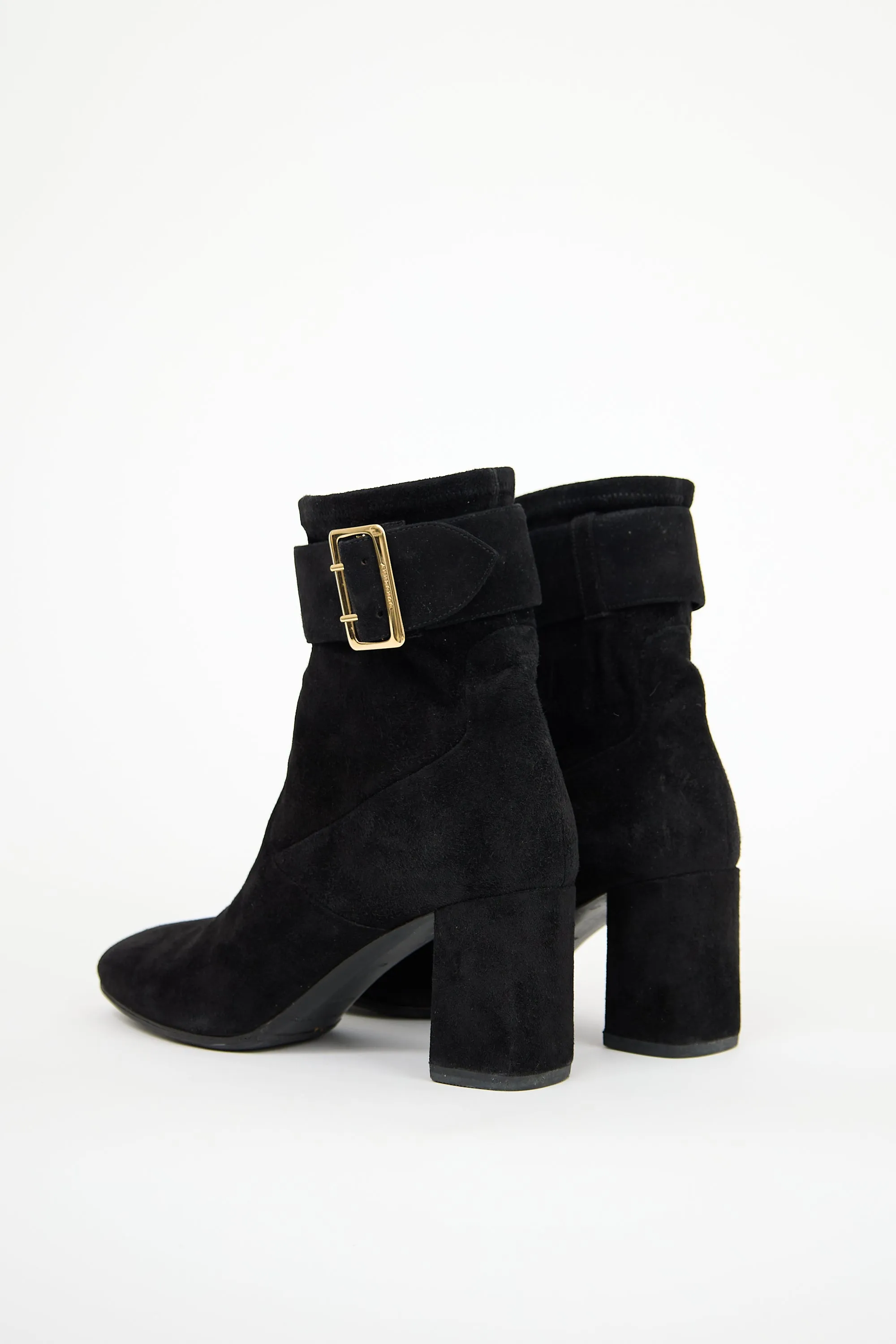 Black Suede Heeled Sock Boot