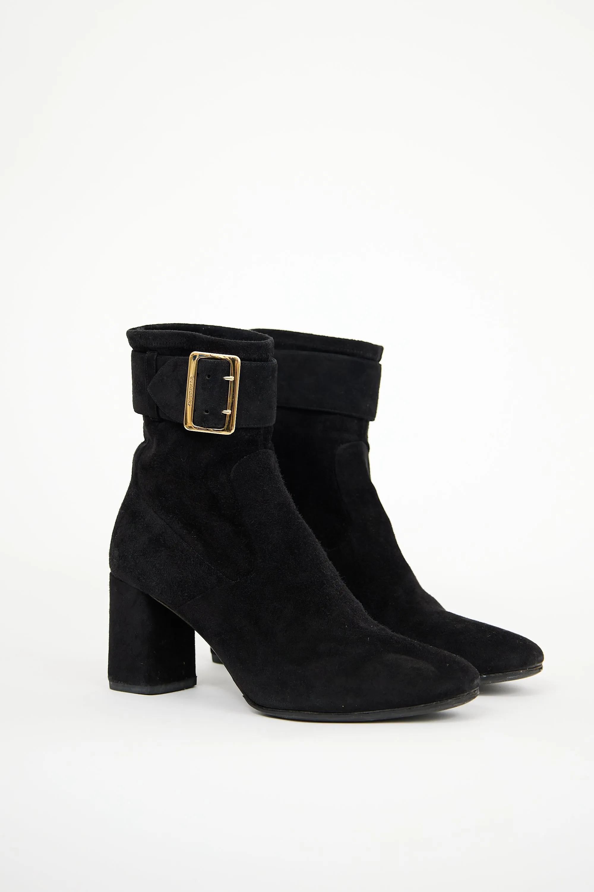 Black Suede Heeled Sock Boot