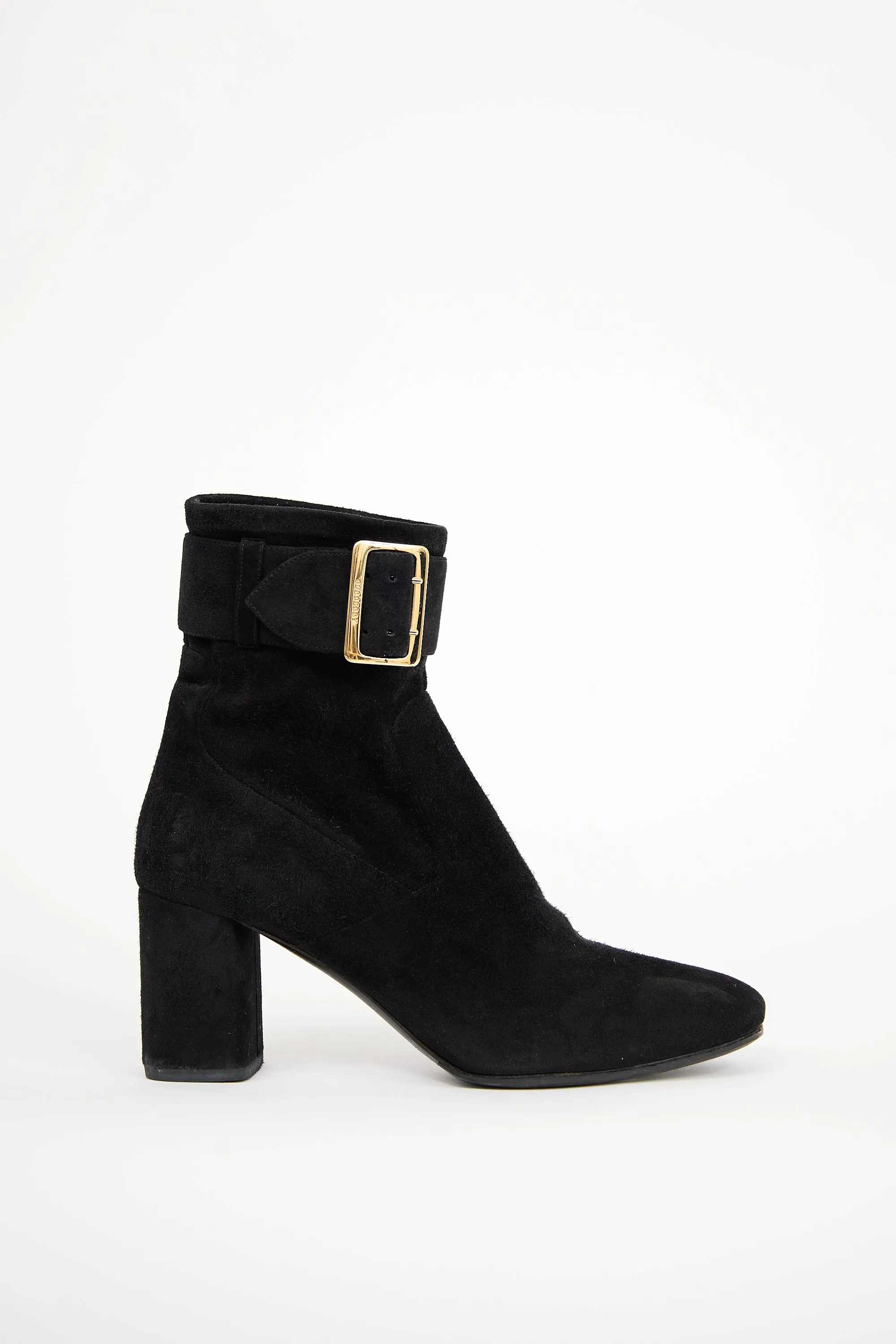 Black Suede Heeled Sock Boot