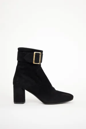 Black Suede Heeled Sock Boot