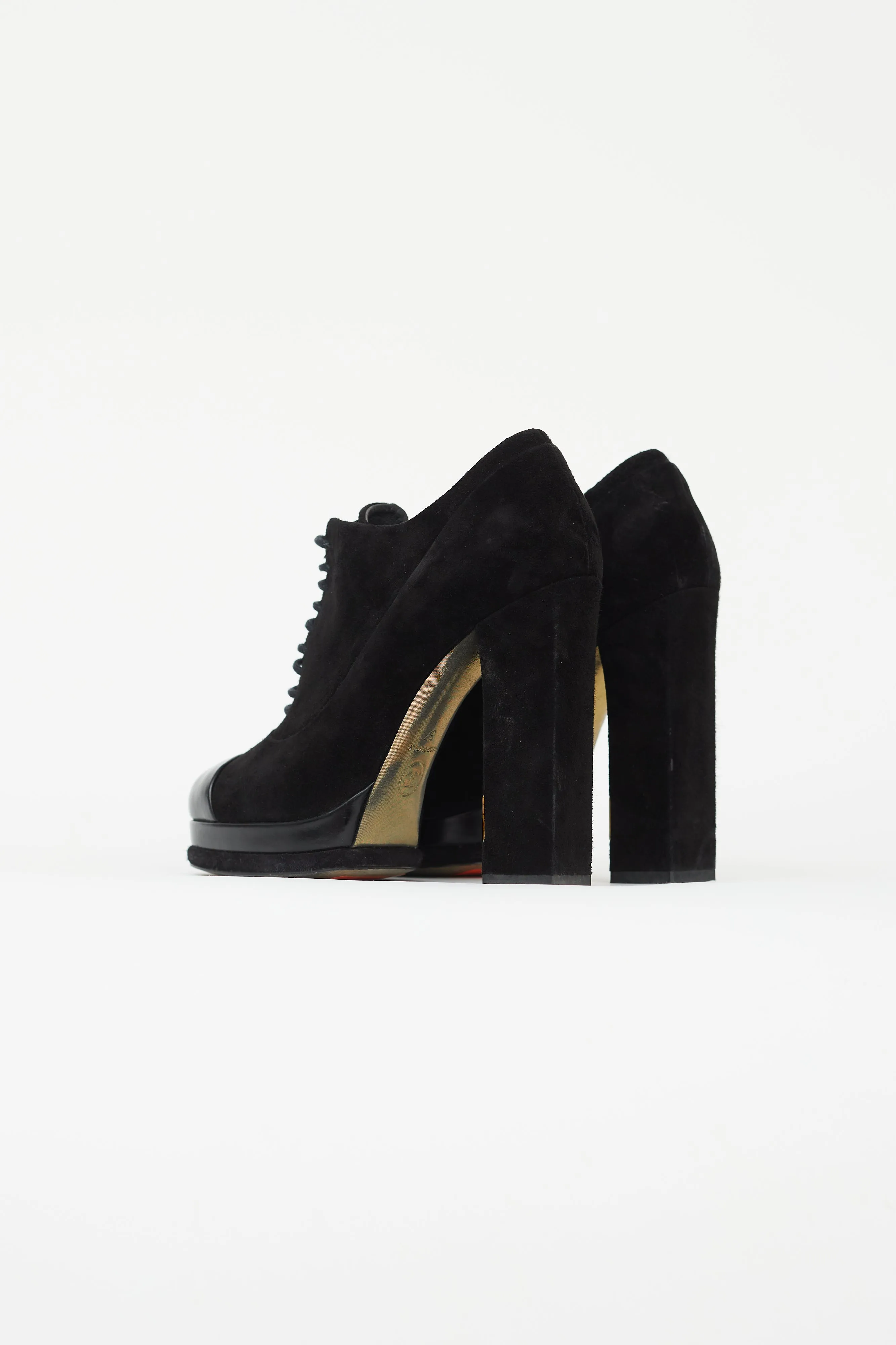 Black Suede Lace-Up High Heel Boot
