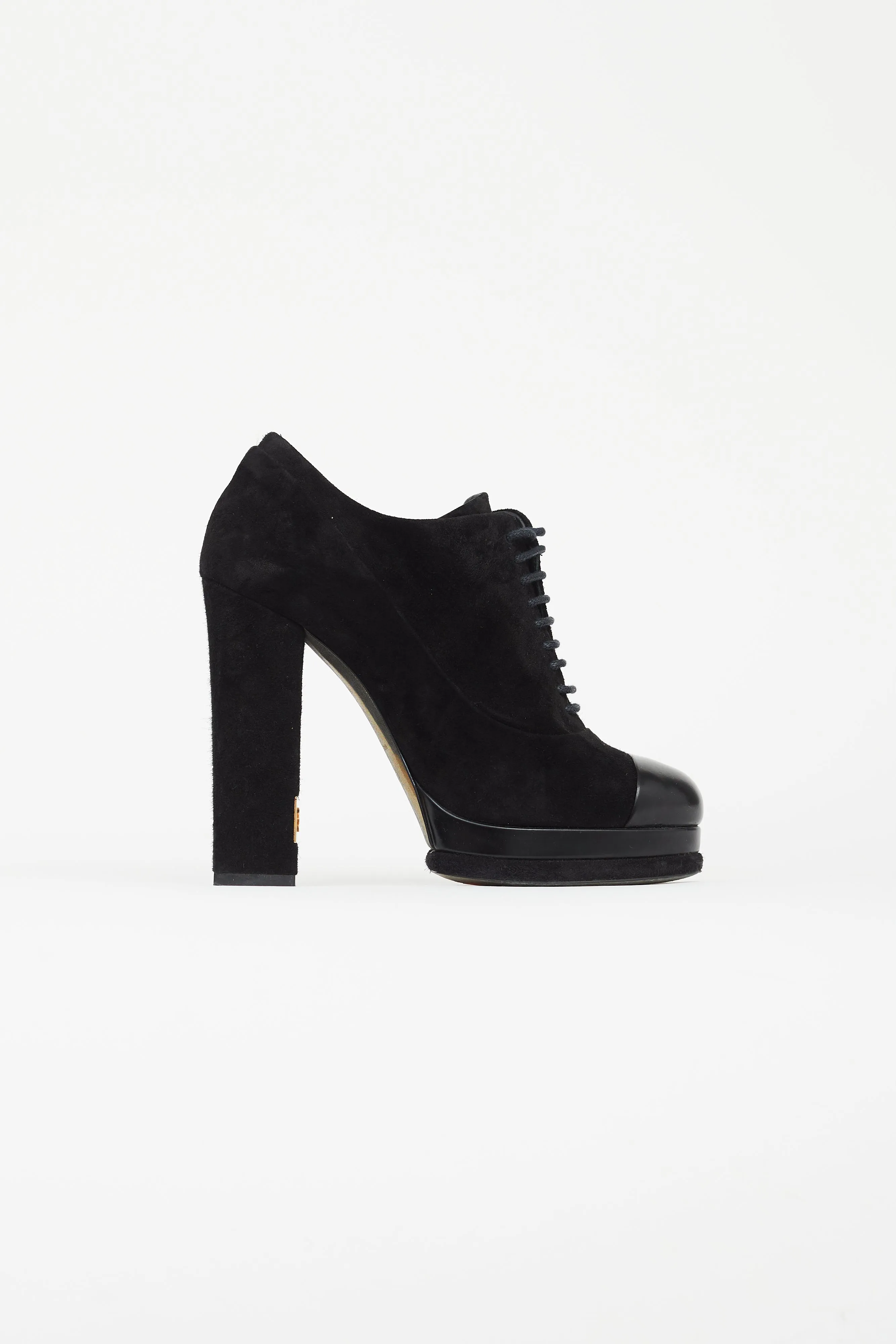 Black Suede Lace-Up High Heel Boot