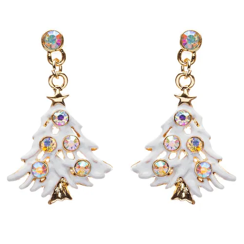 Christmas Jewelry Crystal Rhinestone Colorful Christmas Tree Earrings E799 Multi