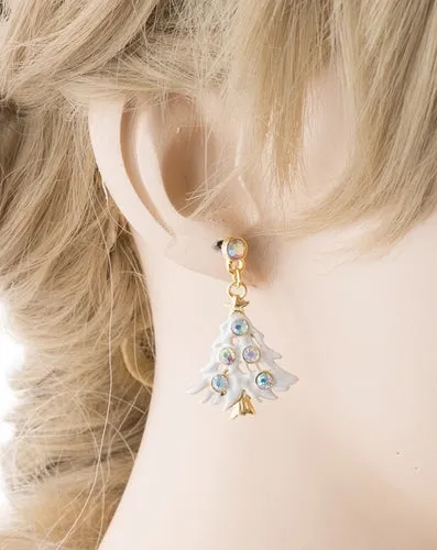 Christmas Jewelry Crystal Rhinestone Colorful Christmas Tree Earrings E799 Multi