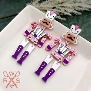 Dancing Nutcracker Dangles in Pink and Purple
