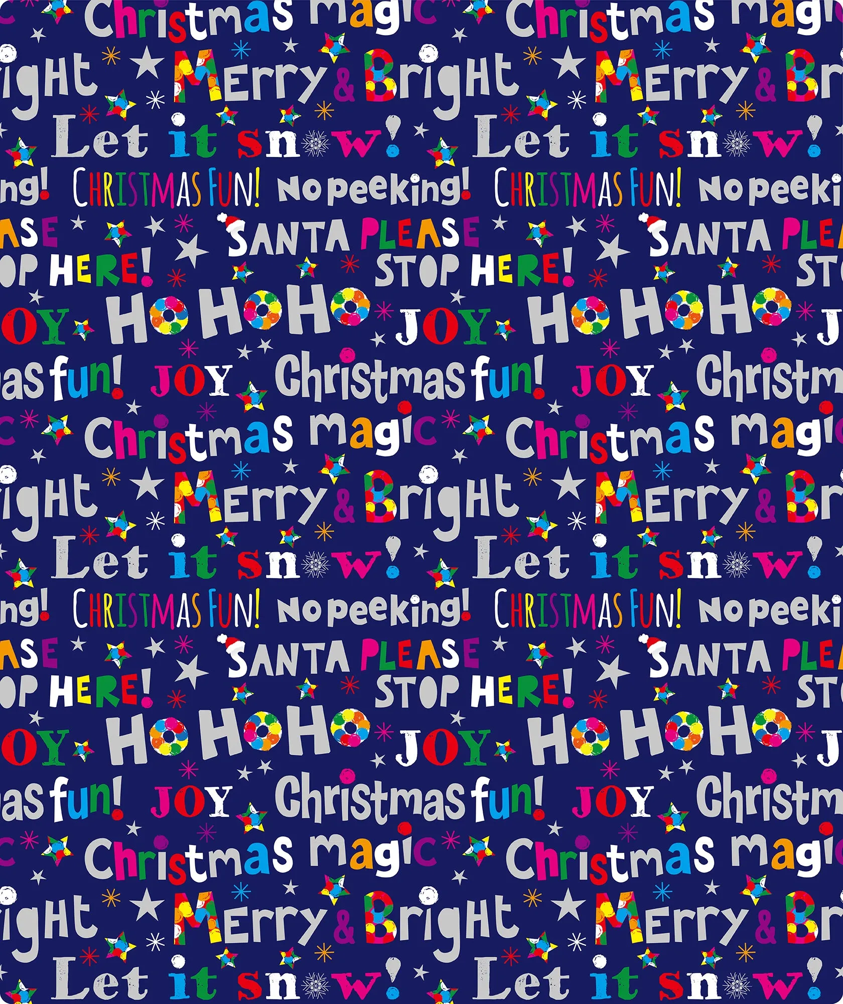 Deep Blue Let It Snow Foil Christmas Wrapping Paper Roll