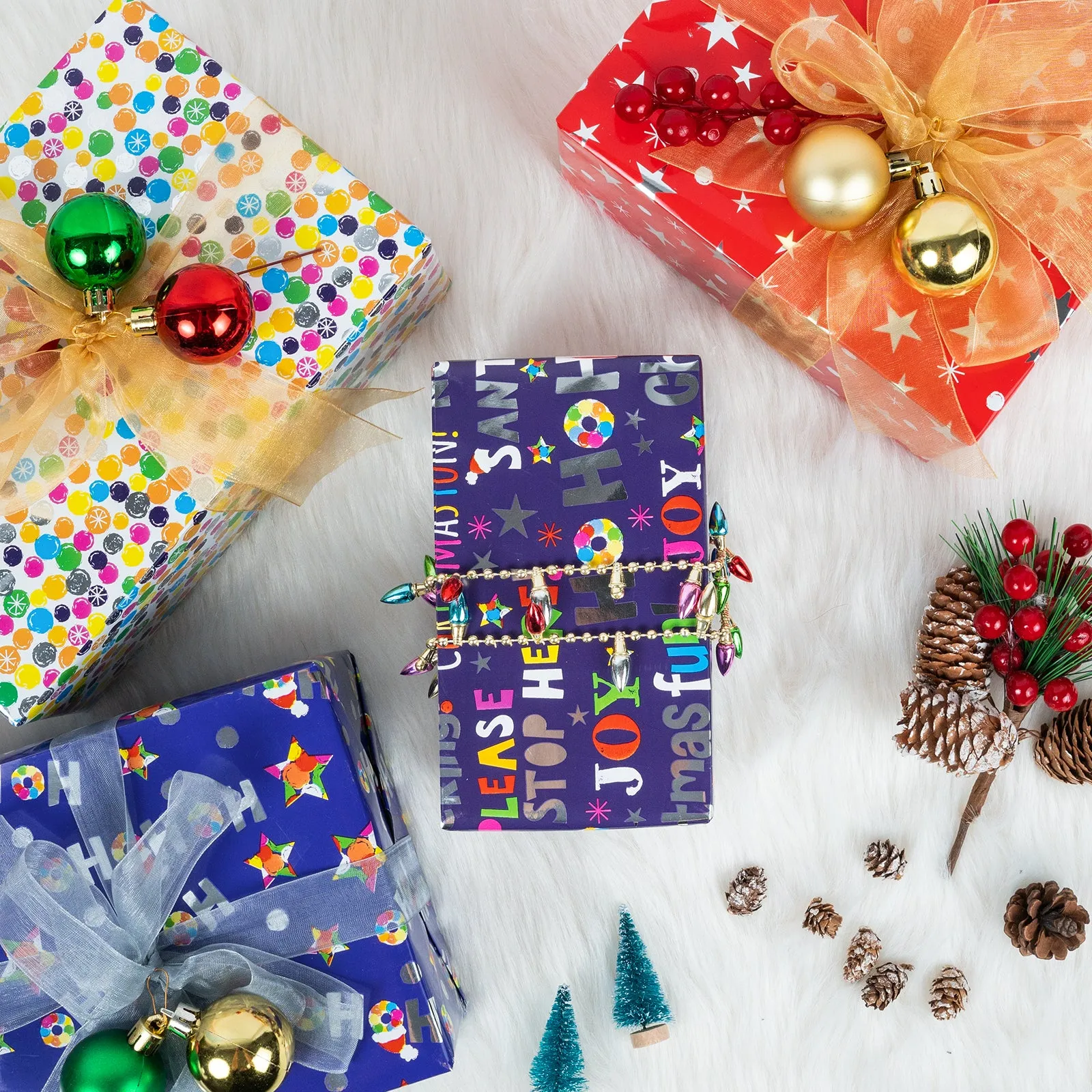 Deep Blue Let It Snow Foil Christmas Wrapping Paper Roll