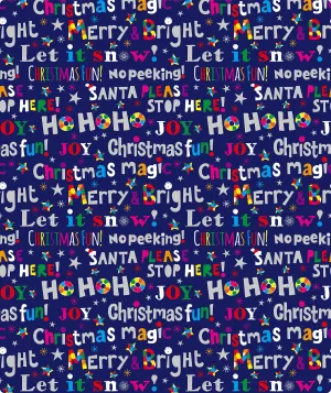 Deep Blue Let It Snow Foil Christmas Wrapping Paper Roll