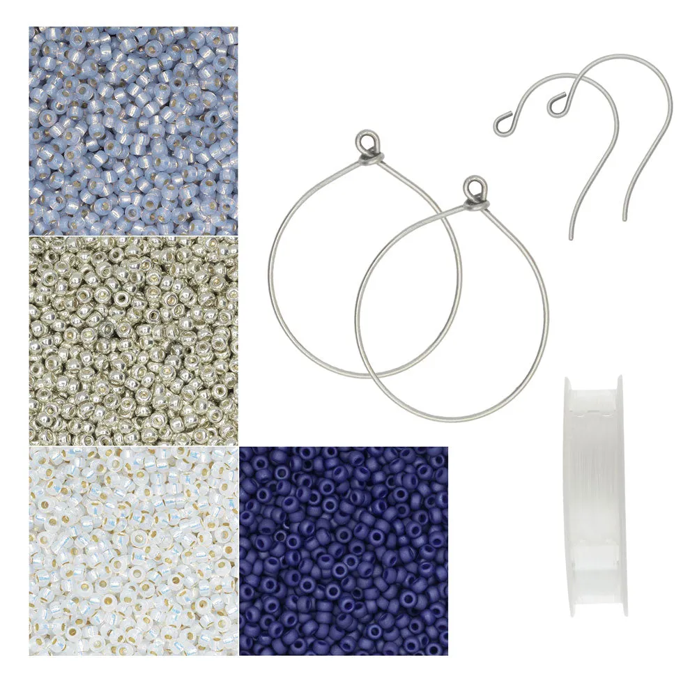 Fresca Beaded Fringe Earrings in Icicle Dreams - Exclusive Beadaholique Jewelry Kit