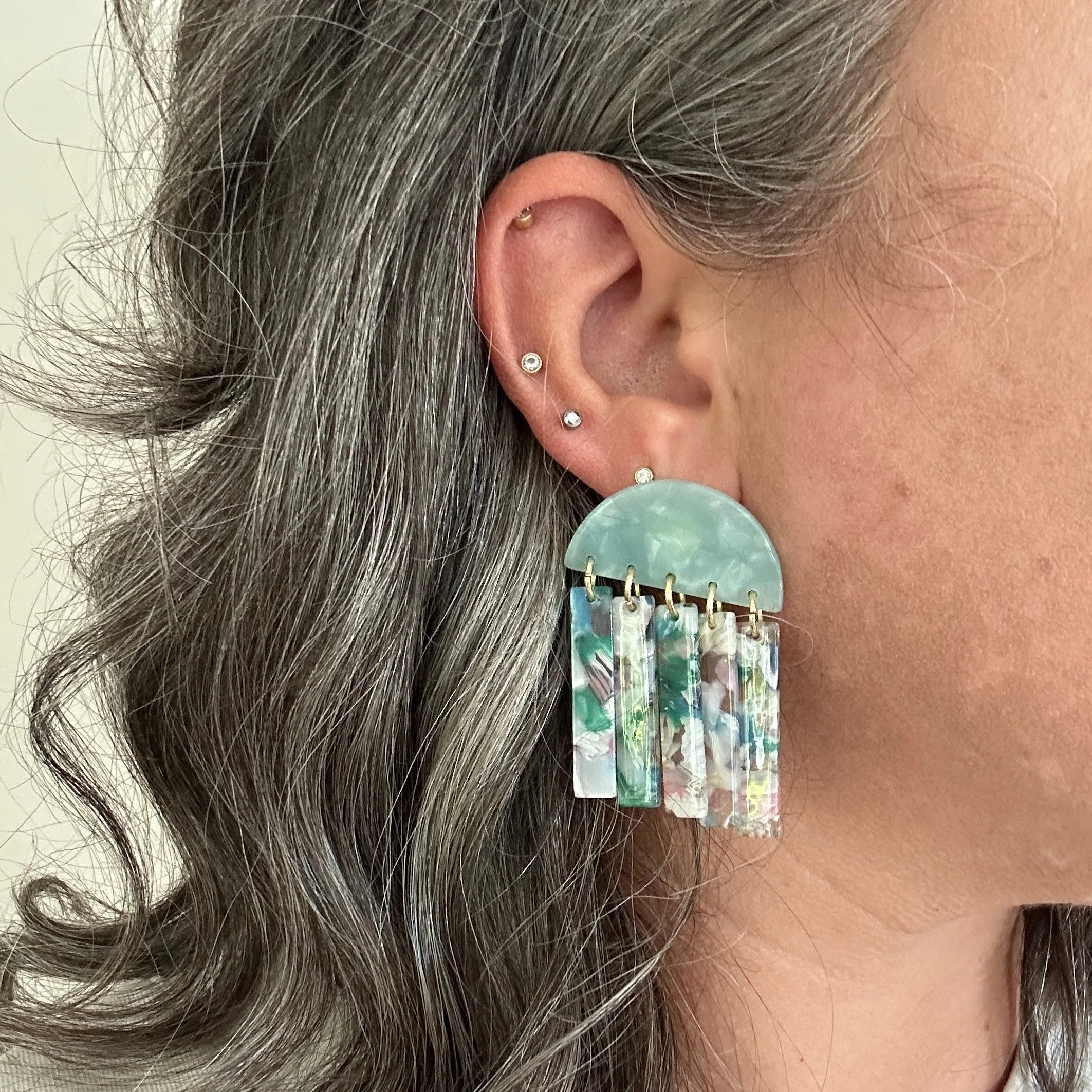 Fringe Earrings in Snow on the Beach