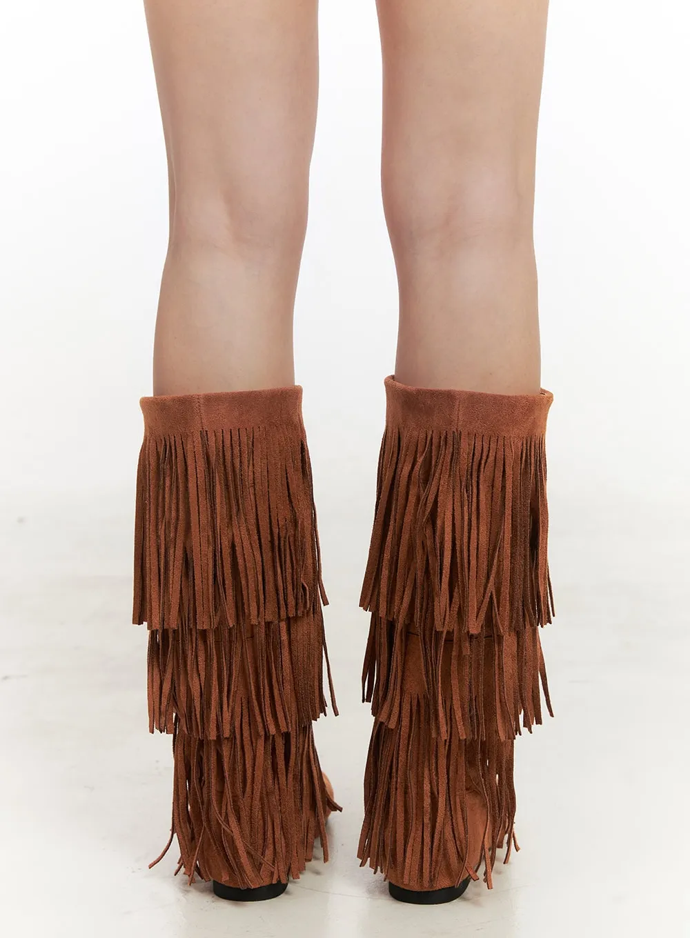 Fringe Faux-Leather Long Boots CF513