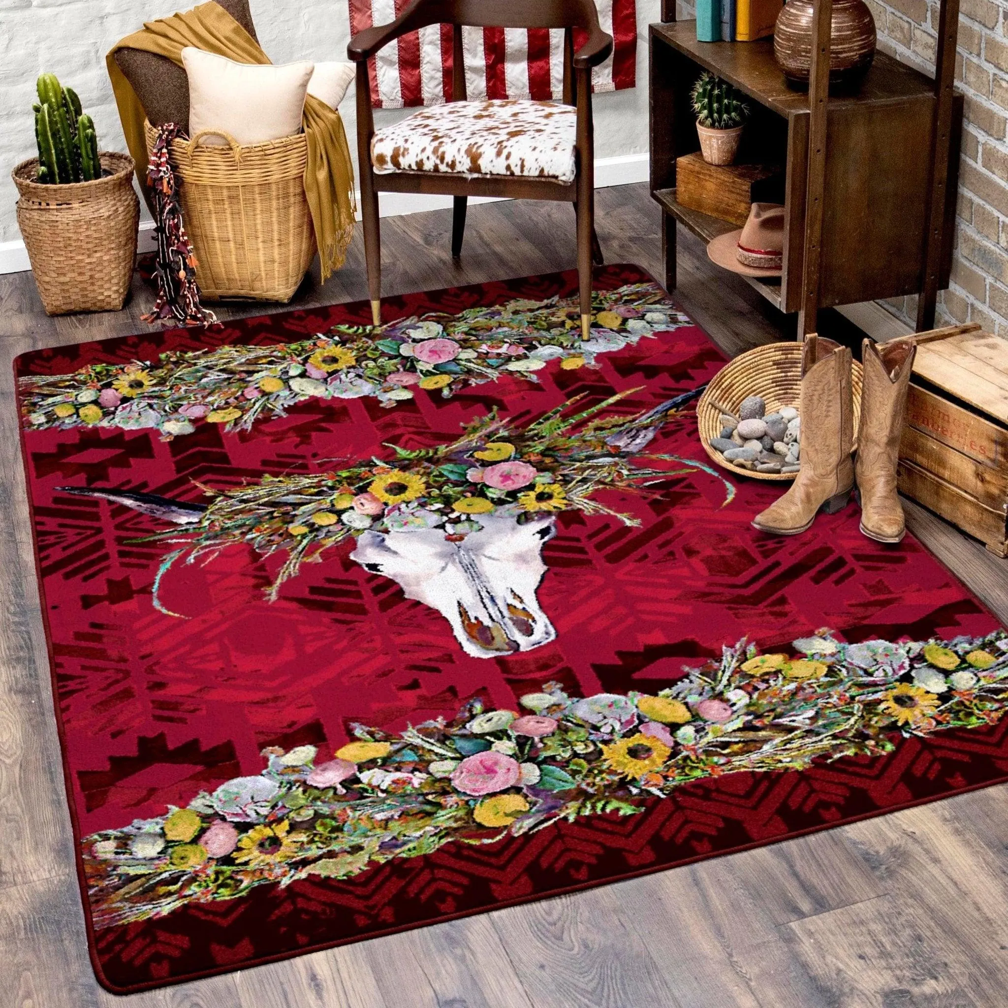 Hailey Floral & Skull Area Rugs