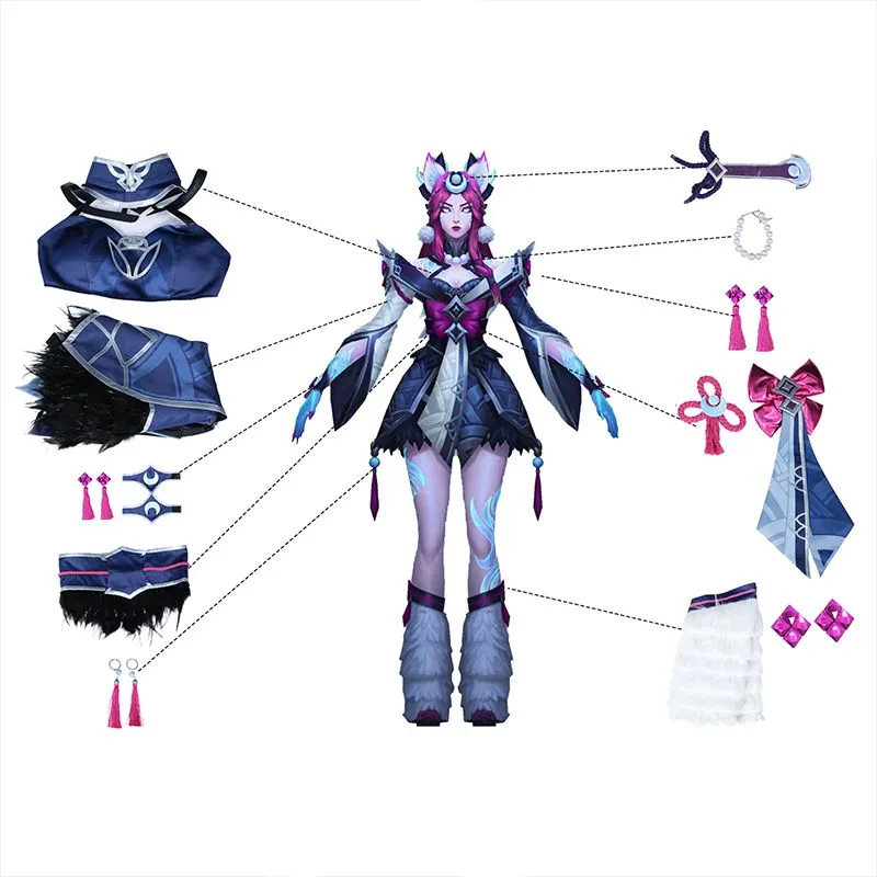LOL Snow Moon Ahri Cosplay Costume Halloween Costume