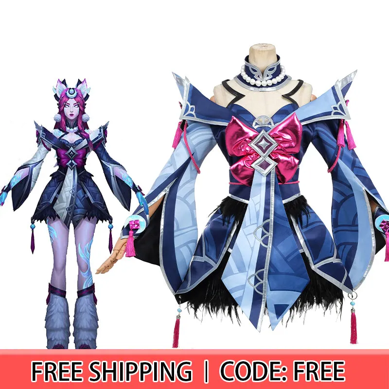 LOL Snow Moon Ahri Cosplay Costume Halloween Costume