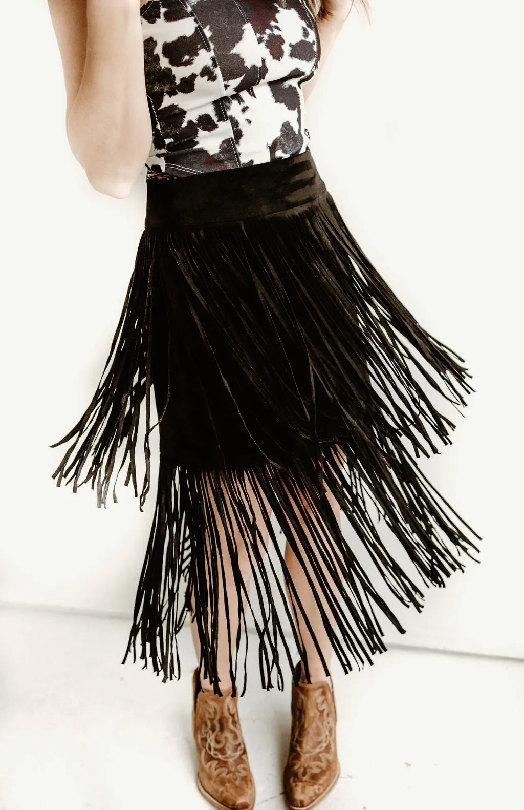 Two Tiered Fringe Skirt