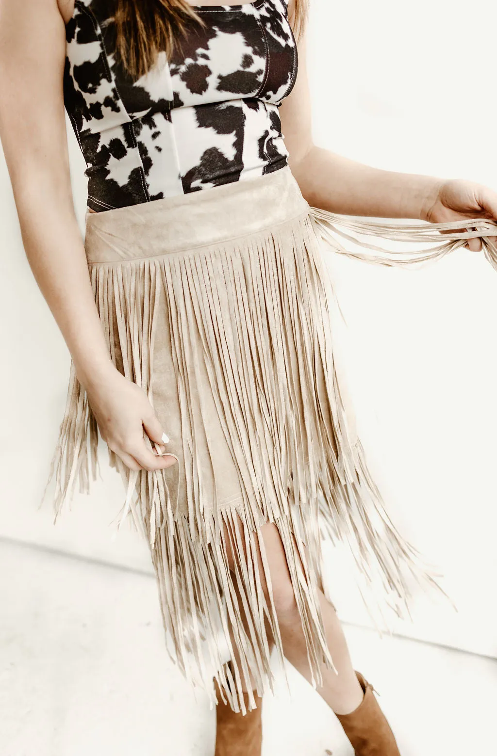 Two Tiered Fringe Skirt